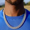 Choker Big Heavy 15mm Bredd Iced Out Bling CZ 5A Cubic Zirconia Baguette Cuban Link Chain Hip Hop Mens Cool Necklace Jewelry