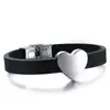 Bangle heren armband roestvrijstalen siliconen hart B00623