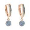 Stud Earrings Rushed Blue Stone High Quality Dangle Huggie Hoop Pave Turquoisesa Rose Color Cz Disco Charm Women Fashion Jewelry
