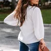 Women's Blouses Women Casual Blouse Solid Color Loose Long Sleeve V-neck Tops Ladies Elegant Pullovers For Daily Fall Spring Clothing