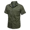 Casual shirts voor heren marine shirt man romper maten outdoor heren militaire stijl korte katoen gewassen mouw mannen causal