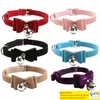 Veiligheid Elastic Bowtie Bell Cat Kitten Kraag Velvet Bow Tie Little Pet Neck Chain For Cats Pet Pet Products 6 Colors