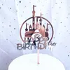 Feestelijke benodigdheden 12 -stcs/lot cartoon Castle Happy Birthday Cake Topper Rose Gold Silver Cupcake voor feestdessertdecoraties