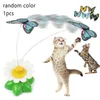猫のおもちゃ面白いペットの電動回転玩具カラフルな蝶の動物インタラクティブトレーニング猫のためのスプリング