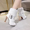 Boots Women Winter Warm Antiskid Outsole 2022 New Wild Super High Heel Rhinestone Thick with Snow Large Size Women's 221215