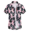 Camisas casuais masculinas Fashon Hawaiian Shirt for Men colorido estampado praia de manga curta Plus Tamanho 5xl Camisa Hawaiana Hombre