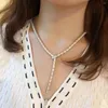 Chains European And American Fashion Thin Version Full Diamond Necklace Delicate Line Design Noble Ladies4728735