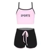 B￼hne Wear Kids Girls Sport Training Fitnessstudio Outfits Ballet Dance Sets ￤rmellose Tanks Top Gymnastics Tanzweste mit Taschenshorts