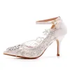Bruid hoge hakken sandalen enkel gesp stiletto elegante strass white kane dames pumps bloemen trouwschoenen