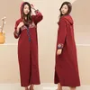 Etniska kläder muslimska kaftan abaya broderi klänning kimono kvinnor dubai abayas turkiska stenar huva klänningar elegant afrikansk plus size robe