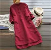 Robes décontractées Y2K Femmes Vêtements Coton Lin Automne Style ethnique Printemps Vintage Élégant Streetwear Robe à manches longues pour