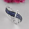 Ringos de cluster Moda Moda Silver Plated Twine Ring Micro pavimentou Pedra Azul Branca para Mulheres Partido de Casamento Elegante Acessórios Judely A4M913