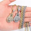 Naszyjniki wiszące rękawice bokserskie mężczyźni hip hop raper biżuteria Bling Rękawiczki pełne lodowane szyjki hiphopowe unisex moda