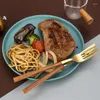 Dinnerware Sets Stainless Steel Long Wooden Handle Tableware Steak Knife Dessert Spoon Fruit Fork Cutlery Set Kitchen Utensils