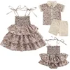 Robes fille 0-5 ans bébé filles vêtements enfants robe de princesse florale barboteuse été coréen bretelles frère et soeur tenue