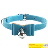 Sécurité élastique noeud papillon cloche chat chaton collier velours noeud papillon petite chaîne de cou pour animaux de compagnie pour chats produits pour animaux de compagnie 6 couleurs