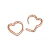 Pendientes de aro de Plata de Ley 925 auténtica, corazón asimétrico rosa, Brincos para mujer, joyería DIY