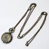 Pocket Watches 1PC Vintage Compass Bronze Quartz Necklace Pendant Chain Clock For Women Men Classical Carving Fob Watch