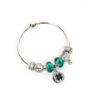 Charm Bracelets Vintage Crystal Flower & Bangles Gold Beads For Women Jewellery Pulseira Feminina Classic Gril Gift