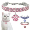 Vêtements de chien brillant collier de chat élastique réglable bébé chiot collier avec strass strass cou sangle petits accessoires pour animaux de compagnie