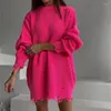 Robes décontractées Y2K tricoté robe verte femmes O cou pull pull à manches longues surdimensionné haut fête sexy clubwear