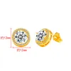 Orecchini a bottone 2022 Classic White Cubic Zirconia Round Crystal Girl Ear Studs per le donne 24K Gold Fashion Jewelry Brincos