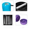 Multifunktion Rökning Färgglad torr ört Tobak Spice Miller Grinder Storage Bottle Tank USB LED-belysning Säl Stash fodral med catcher One Hitter Pipe DHL