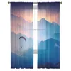 Gordijn paraglider zonsopgang stralen alpine tule gordijnen woonkamer kinderslaapkamer fel verlichte pure gordijnen
