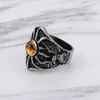 Ringos de cluster Haoyi Anel de sol de aço inoxidável para homens Personalidade de moda Opala Vintage Eagle Jewelry Gift
