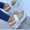 Sandalet Yaz Kadınlar Altın Platform Topuklar Çapraz kayış ayak bileği peep toe plaj partisi bayanlar ayakkabılar zapatos kadınlar için 43