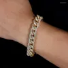 Charm armband 13mm full isad kubik zirkonium trottoark kubansk l￤nk armband l￥ng borgen mens guld silver f￤rg mikro pave h￶ft hopp m￤n smycken