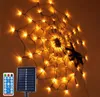 Güneş enerjili Cadılar Bayramı 60 LED String Lights Mor Örümcek Web 3.28ft Çap 8 Modlar Su Geçirmez Cobbweb Net Işık Kapalı Ourdoor Bahçe Pencere Yard