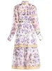Повседневные платья модельер высококачественный 2022 весенний осенний женский миди -платье Bohemian Elegant Vintage Partic