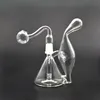 Commercio all'ingrosso Clear 14mm mini Glass Water Recycler Bong Narghilè Tubo piegato Olio Dab Rig Shisha per pipe con chiodo banger