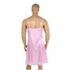 Vêtements de nuit pour hommes Hommes Adultes Sissy Dress Vintage Fantaisie Slip Satin lisse Bretelles spaghetti réglables Décolleté en V Dos bas Homme