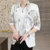 Trajes masculinos manga de siete minutos traje para hombres tendencia coreana en verano moda casual versátil guapo pequeño