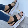 Sandalet Yaz Kadınlar Altın Platform Topuklar Çapraz kayış ayak bileği peep toe plaj partisi bayanlar ayakkabılar zapatos kadınlar için 43