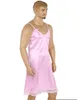 Vêtements de nuit pour hommes Hommes Adultes Sissy Dress Vintage Fantaisie Slip Satin lisse Bretelles spaghetti réglables Décolleté en V Dos bas Homme