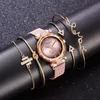 5pc set Luxury Brand Women Watches Gradient Magnet Watch Fashion Casual Female Wristwatch Simple Bracelet Dress Pink Clock Gifts321J