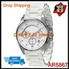 100% JAPAN MOVEMENT DROPSHIP NEW Silver Dial Stainless Steel White Rubber Quartz Chronograph Lovers Watch AR5859 AR58672590