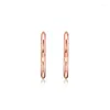 Pendientes de aro de Plata de Ley 925 auténtica, corazón asimétrico rosa, Brincos para mujer, joyería DIY