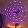 LED -str￤ngar Halloween Spider Web Lights USB/BATTERY POWERED 8 l￤gen 100 cm 70 lysdioder Netbelysningar f￶r House Yard Garden Scary Theme Decoration