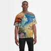 Мужские футболки Summer Crewneck 3D Printing Plum Art Негабаритная футболка Osmanthus Дизайн дизайна с коротким рукавом.