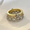 Anello stilista a due piani Anelli a fascia con diamanti separabili Fidanzamenti di gioielli di lusso per le donne Regali d'amore