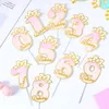 Festive Supplies Cute Numbers Birthday Cake Topper Pink Blue Baby Shower Crown Paper Nubmer Cupcake For Party Decorations