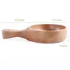 Bowls 1PC Japanese Style Waved Wooden Rice Bowl Noodle Long Handle Soup Salad Fruit Home Kitchen Accessory Art Tool