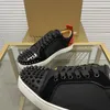 Top mens stylish studded shoes handcrafted real leather designer rock style unisex red soles shoes luxury fashion womens diamond encrusted casual shoe 00165