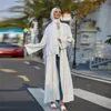 Etniska kläder Solid Minimalist Dubai Kimono Abaya Black White Turkiet Arabiska Mellanöstern Islamiska kvinnor Cardigan Robe Ramadan Eid 2022
