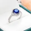 Bröllopsringar 2022 Blue/Green/Champagne Round Crystal Promise Ring for Women Fashion Silver Color Engagement CZ Finger Jewelry