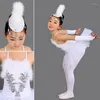 Stage Wear White Swan Lake Ballet Dance Costumes Kids Sequin Feather Clothes Performance Dress For Children Girls